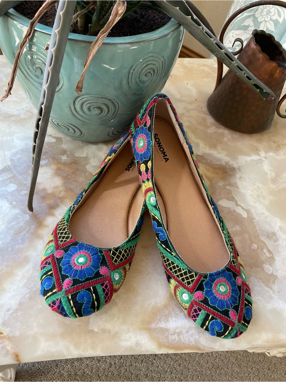 Sonoma embroidered colorful bohemian ballet flats